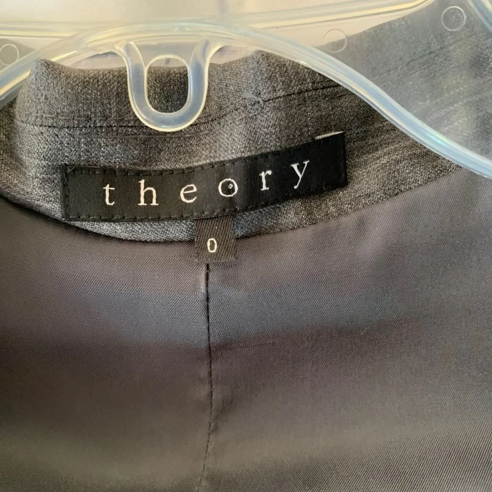 Theory‎ Glen Plaid Gray Blazer Single Butto…